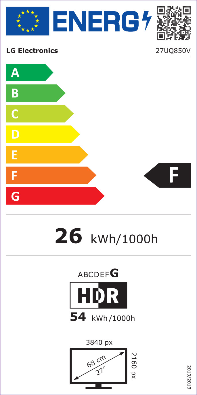 LG UltraFine 27UQ850V-W energy label