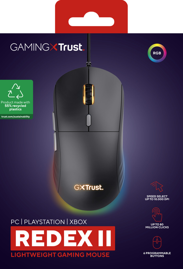 Trust GXT 925 Redex II Gaming-Maus verpackung