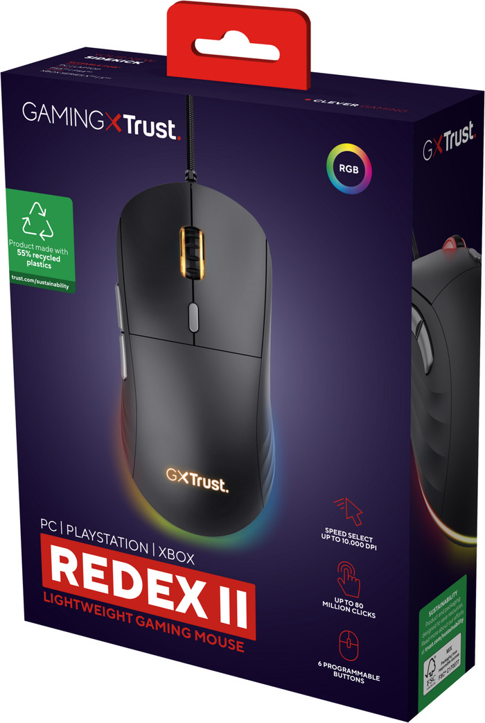 Trust GXT 925 Redex II Gaming-Maus verpackung