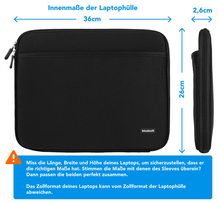 BlueBuilt Laptophülle Breite 36 cm 15 Zoll M Schwarz + Nexum kabellose Maus visuelles Coolblue 2