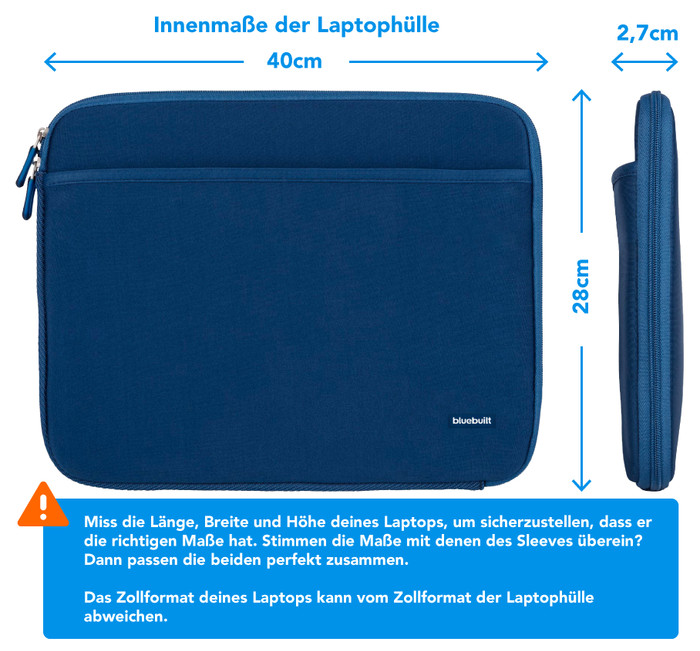 BlueBuilt Laptophülle Breite 40 cm 17 Zoll Blau visuelles Coolblue 2