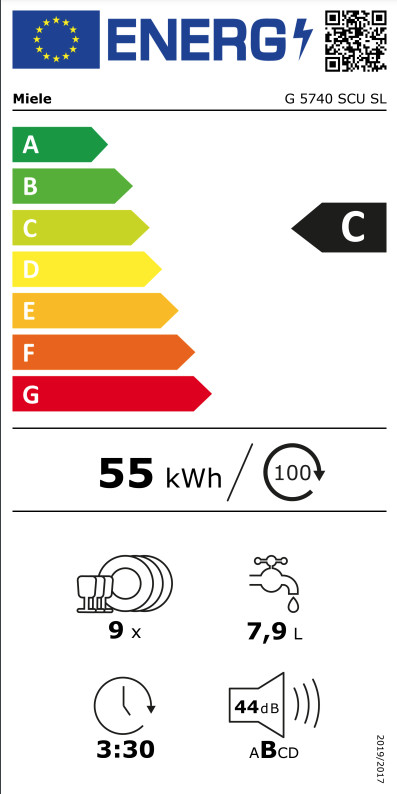 Miele G 5740 SCU SL Silver energy label