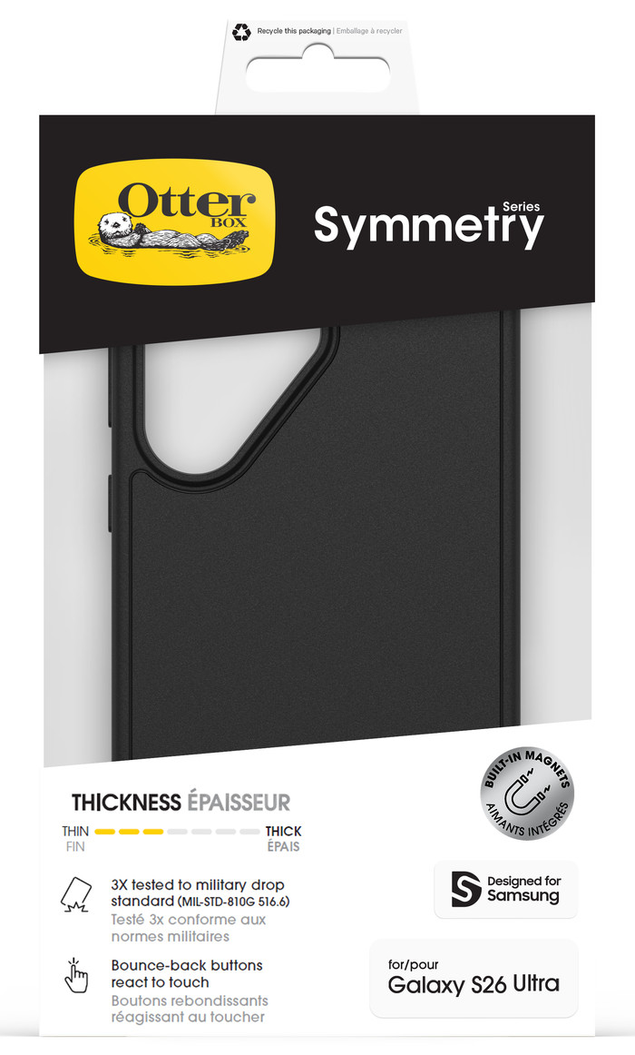 OtterBox Symmetry Samsung Galaxy S26 Ultra Backcover mit Magnet Schwarz verpackung