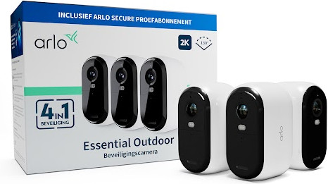 Arlo Essential 2K Outdoor Security Camera 3-pack packaging