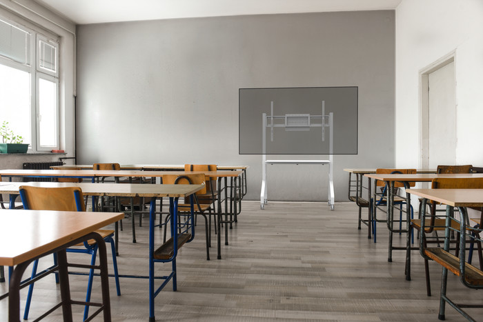 Neomounts MOVE Go FL50-525WH1 mobiler Bodenständer Weiß produkt in gebrauch