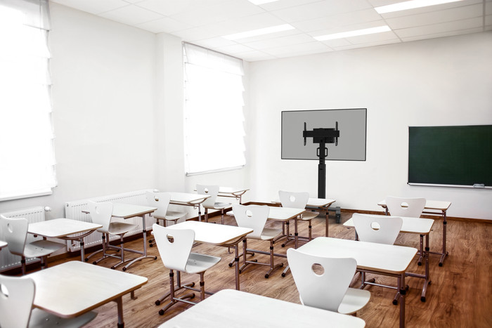 Neomounts MOVE Up FL50S-825BL1 mobiler Bodenständer Schwarz produkt in gebrauch