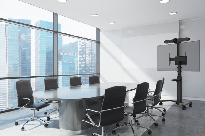 Neomounts MOVE Up FL50S-825BL1 mobiler Bodenständer Schwarz produkt in gebrauch