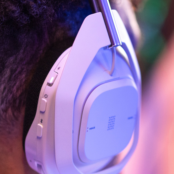 Logitech G Astro A50 X Wireless PC/Xbox/PlayStation Gaming Headset - White product in use