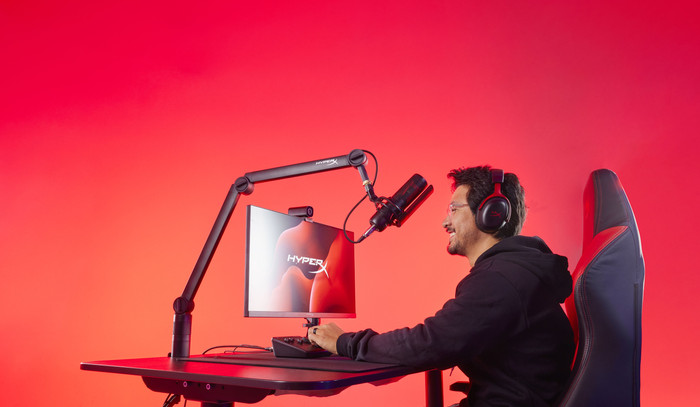 HyperX Caster Mic and Camera Arm product in use