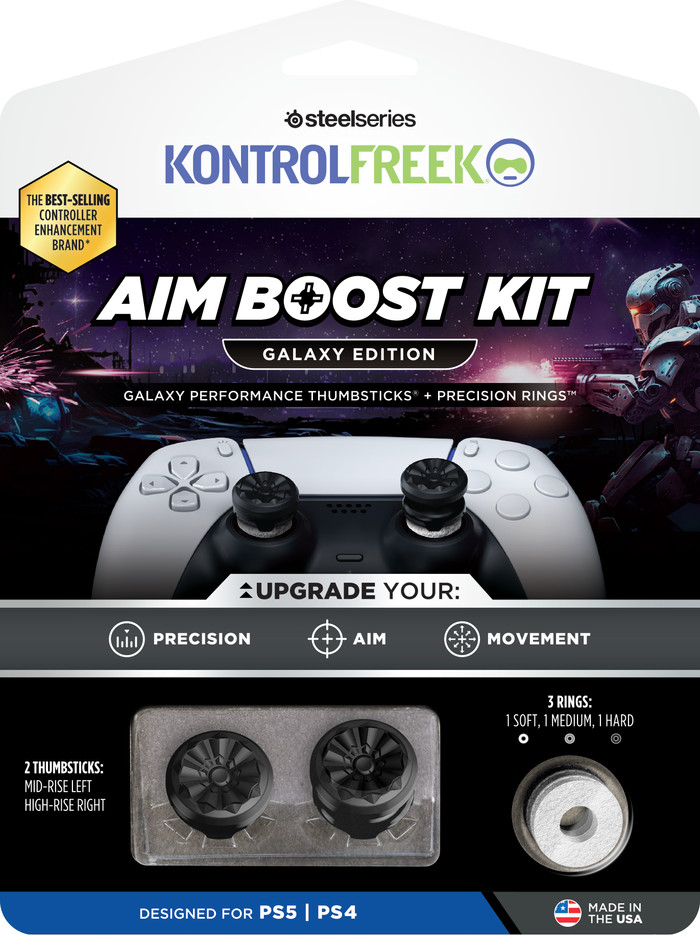 KontrolFreek Galaxy AimBoost Thumb Sticks + Precision Rings Black PS5/PS4 packaging