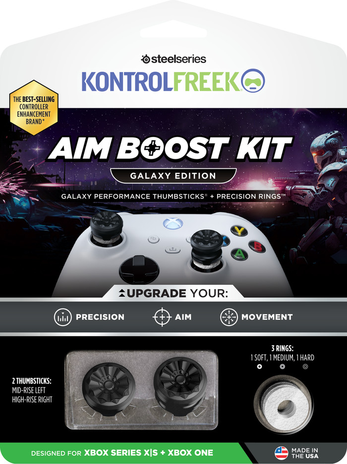 KontrolFreek Galaxy AimBoost Thumb Sticks + Precision Rings Black Xbox packaging