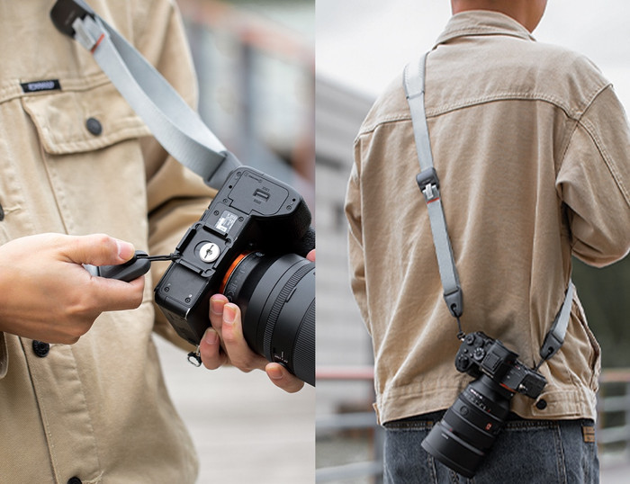 PGYTECH Schultergurt Schwarz produkt in gebrauch