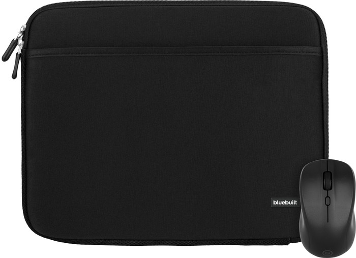 BlueBuilt Laptophülle Breite 36 cm 15 Zoll S Schwarz + Nexum kabellose Maus Main Image