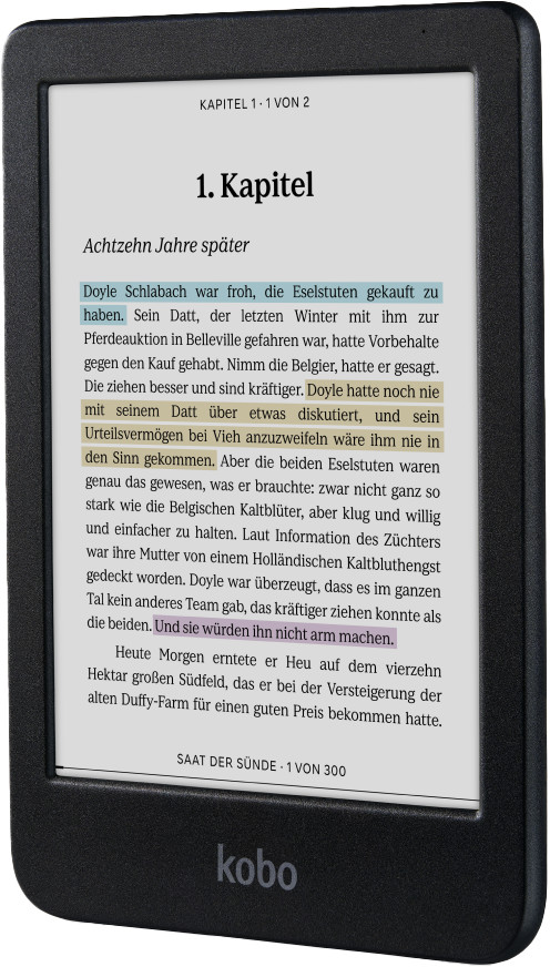 Kobo Clara Colour Schwarz linke seite