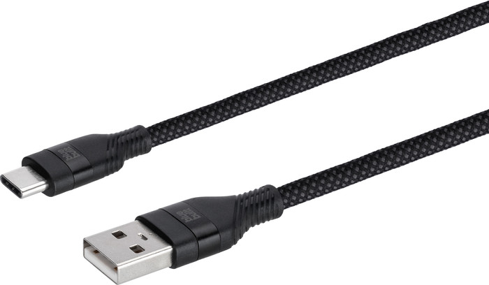 BlueBuilt USB-A-auf-USB-C-Kabel 3 m Nylon Schwarz rechte seite