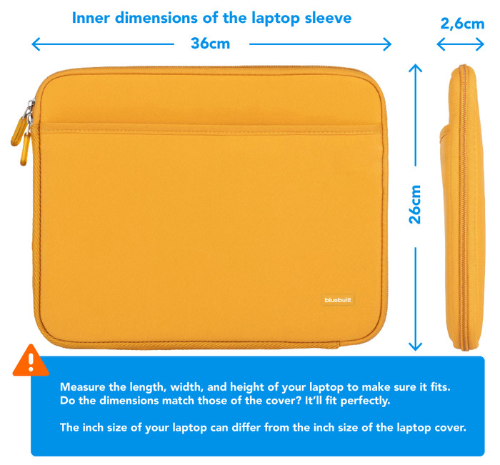 BlueBuilt Laptop Sleeve Width 36cm 15 - 16 inches S Yellow visual Coolblue 1
