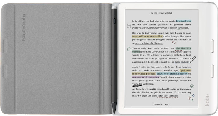Kobo Libra Colour Notebook Sleep Cover Beige vorne