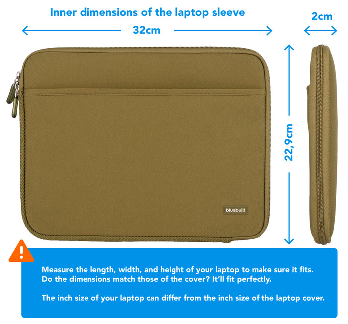BlueBuilt Laptop Sleeve Width 32cm 14 inches Green visual Coolblue 1