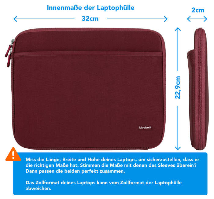 BlueBuilt Laptophülle Breite 32 cm 13 - 14 Zoll Rot visuelles Coolblue 1