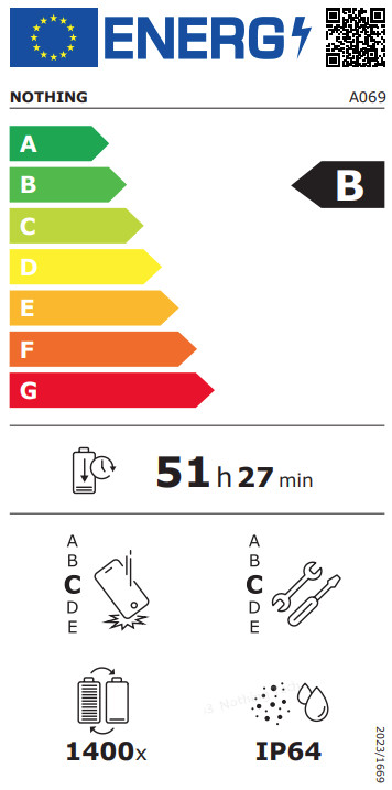 Nothing Phone (4a) 256GB Rosa 5G energielabel