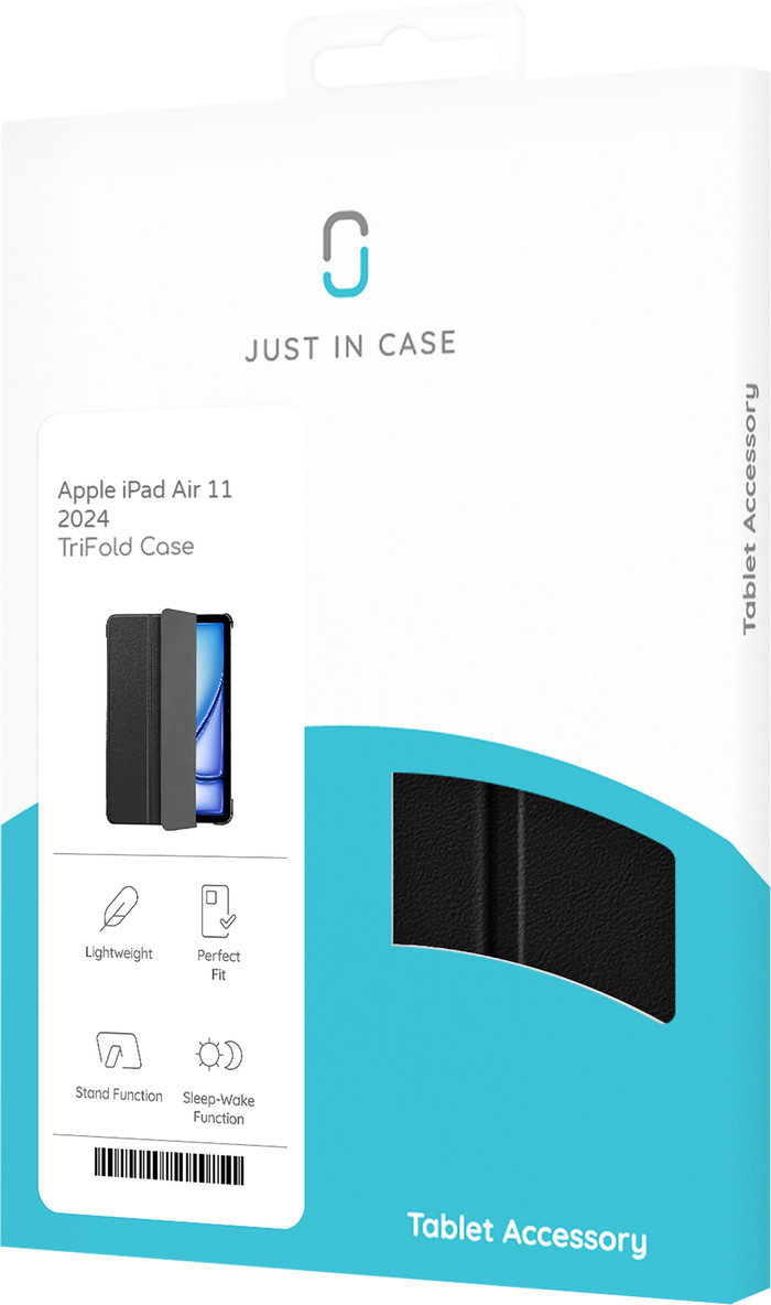 Just in Case Smart Tri-Fold Apple iPad Air (2026/2025/2024) Book Case Black packaging