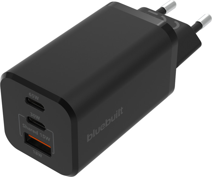 BlueBuilt Power-Delivery- und Quick-Charge-Ladegerät mit 3 USB-Anschlüssen 65 W Schwarz Main Image