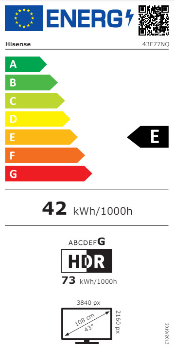 Hisense 43E77NQ (2024) energy label