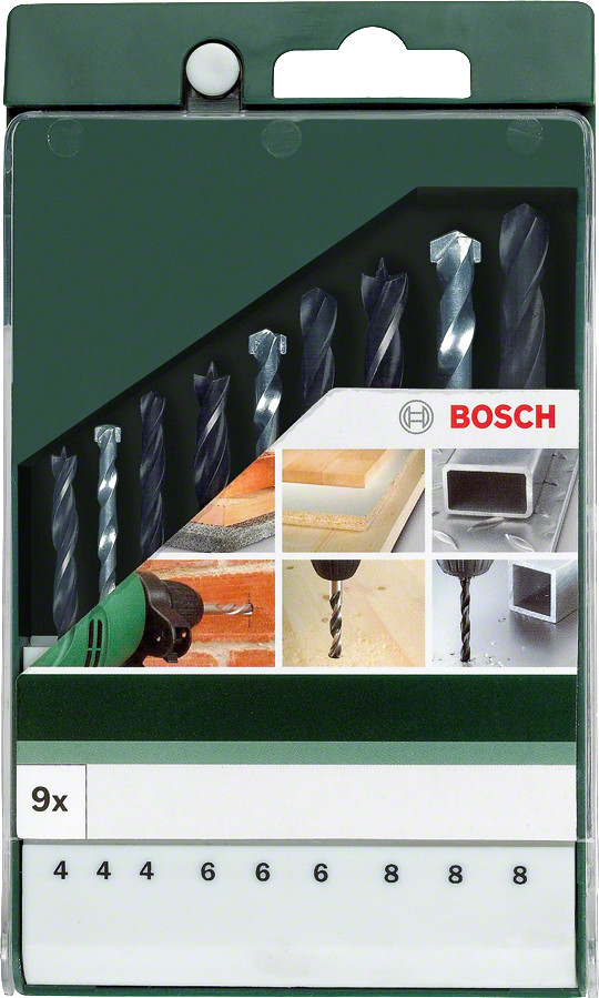Bosch 9-piece Drill Bit Set Metal/Stone/Wood packaging