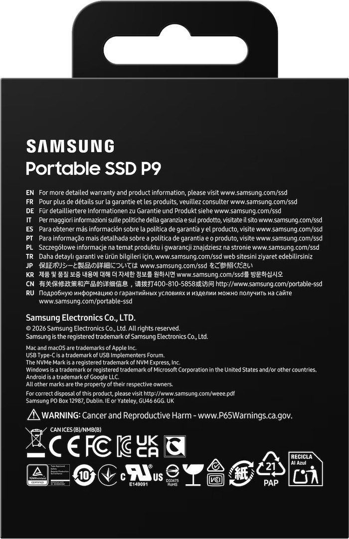 Samsung P9 Portable SSD 8 TB verpackung