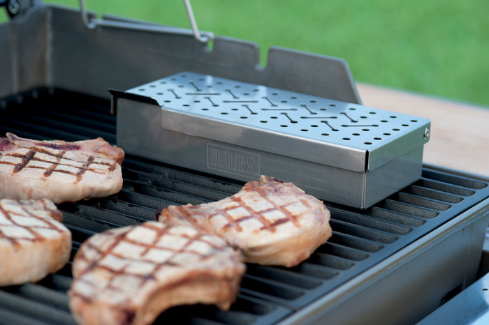 Weber Universal Smoke Box Stainless Steel product in use