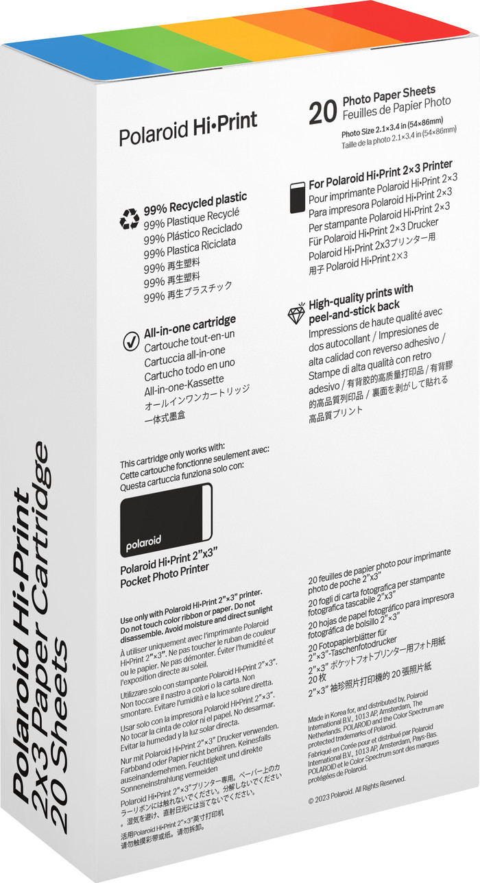 Polaroid Hi-Print 2x3 Fotopapier (20 Stück) rückseite