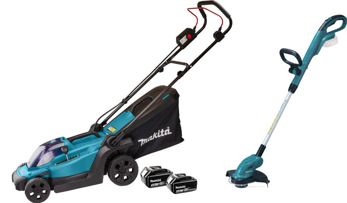 Makita DLM330SM incl. 4.0Ah Battery + Makita DUR181Z (without battery) + Makita BL1850B LXT 18V 5.0Ah Battery Main Image