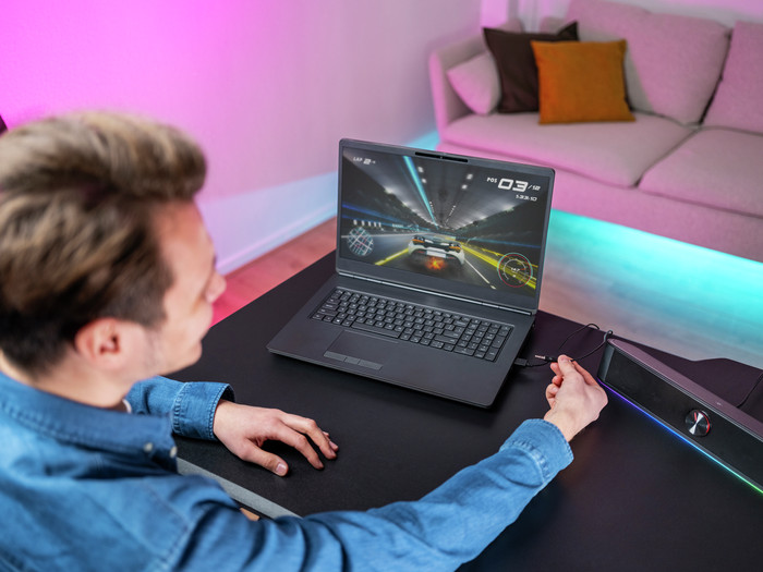 Trust GXT619 Thorne RGB Soundbar produkt in gebrauch