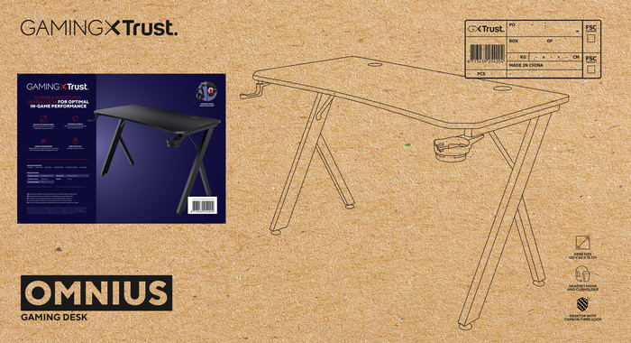 Trust GXT 700 Omnius Gaming Desk Black packaging