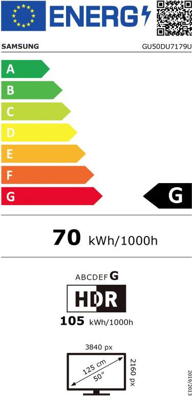 Samsung GU50DU7179 (2024) energy label