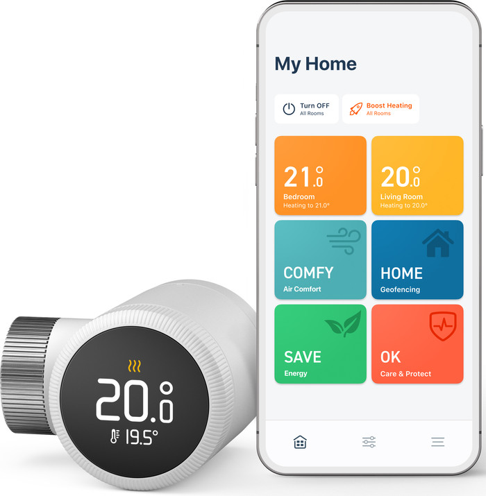 Tado Smart-Thermostat X Starterset + 7 Thermostatköpfe vorne