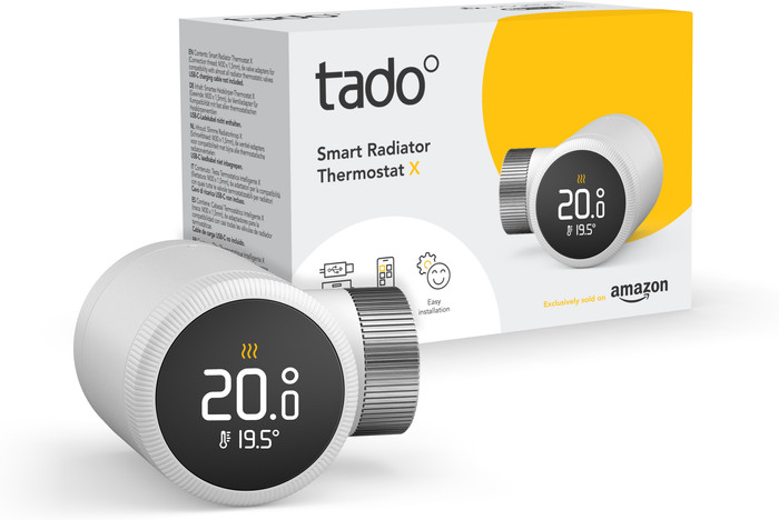 Tado Smart-Thermostat X Starterset + 7 Thermostatköpfe verpackung
