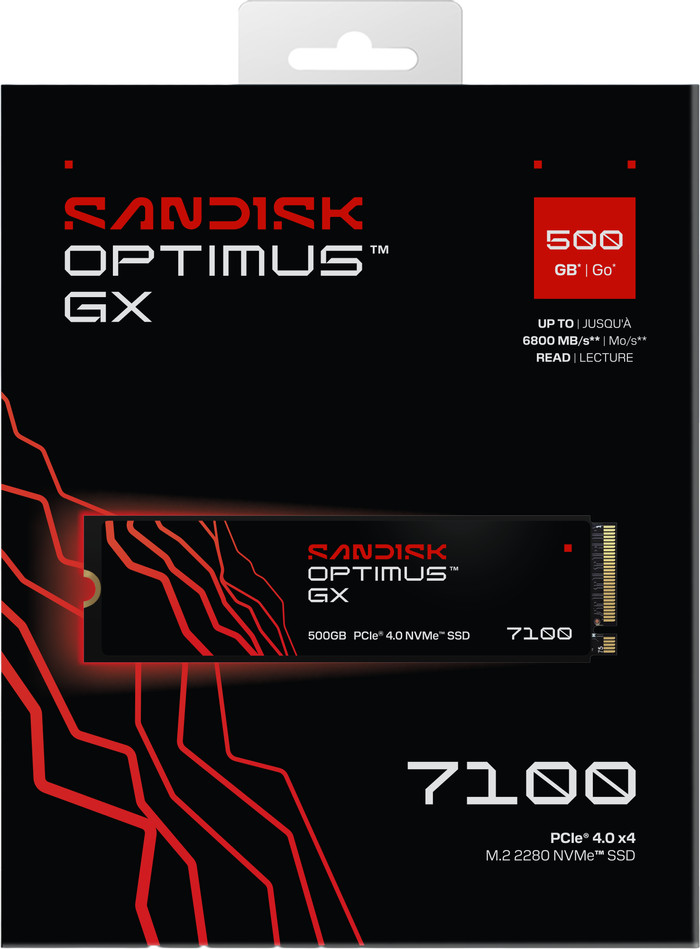 SANDISK Optimus GX 7100 500GB NVMe-SSD verpackung