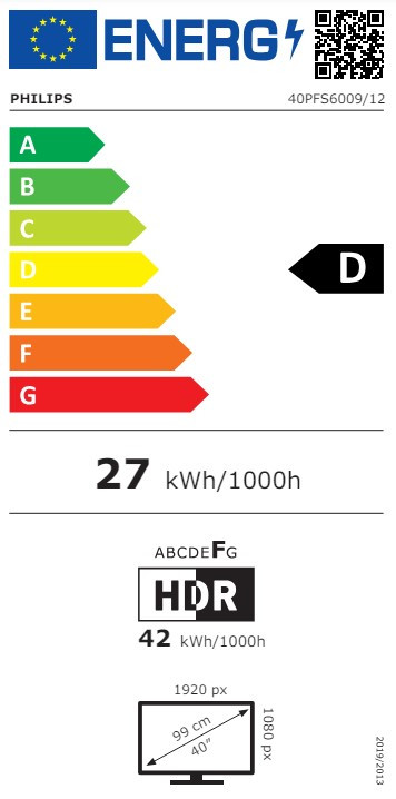 Philips 40PFS6009 (2024) energy label