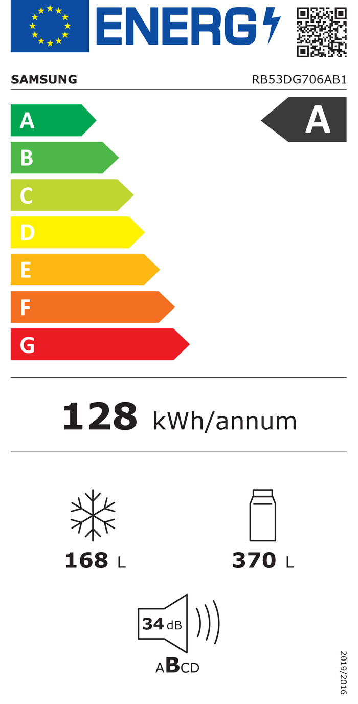 Samsung RB53DG706AB1EF energy label