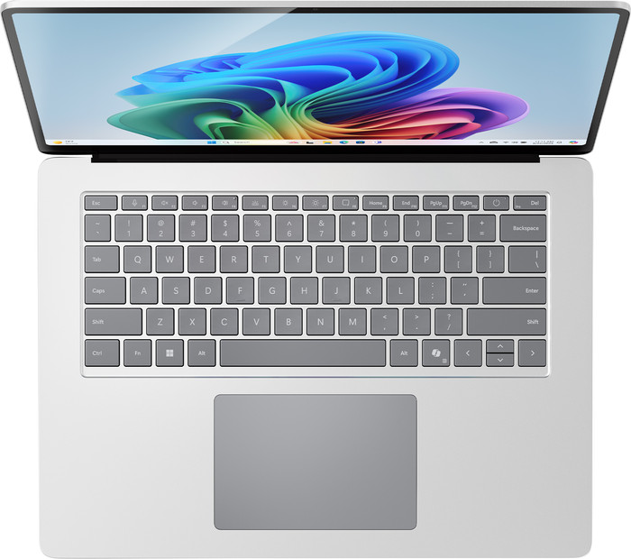 Microsoft Surface Laptop Copilot+ PC 15 Snapdragon X Elite / 16 GB / 512 GB Platin QWERTZ oberseite