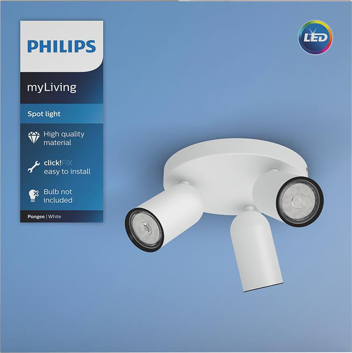 Philips Pongee Mounted Spot Light - 3 Spot Lights - White packaging