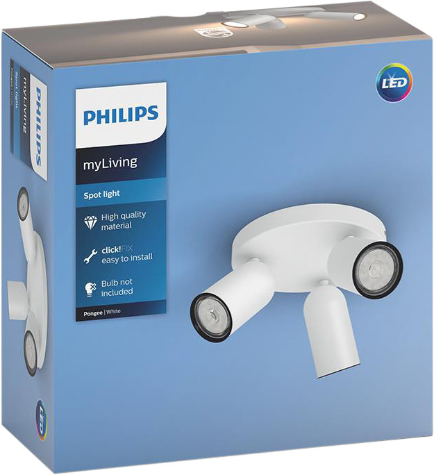 Philips Pongee Mounted Spot Light - 3 Spot Lights - White packaging