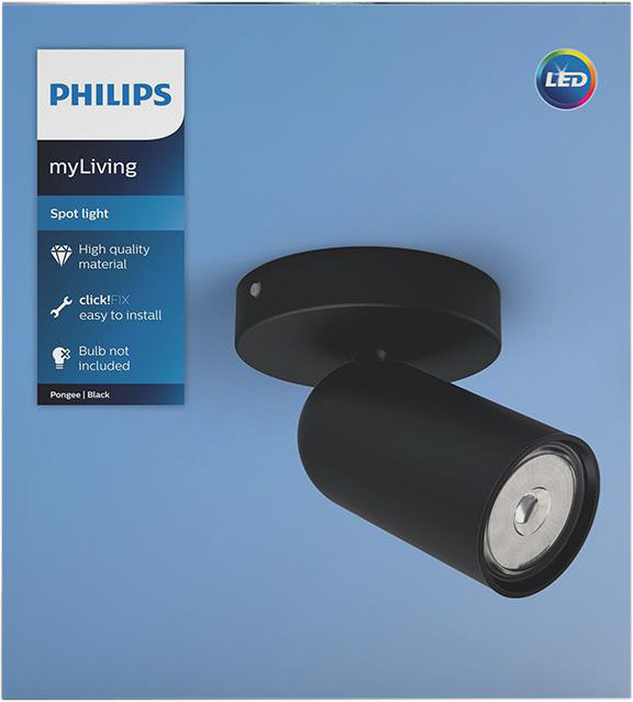 Philips Pongee Mounted Spot Light - 1 Spot Light - Black packaging