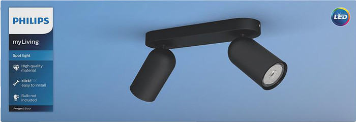 Philips Pongee Aufbauspot - 2 Spots - Schwarz verpackung