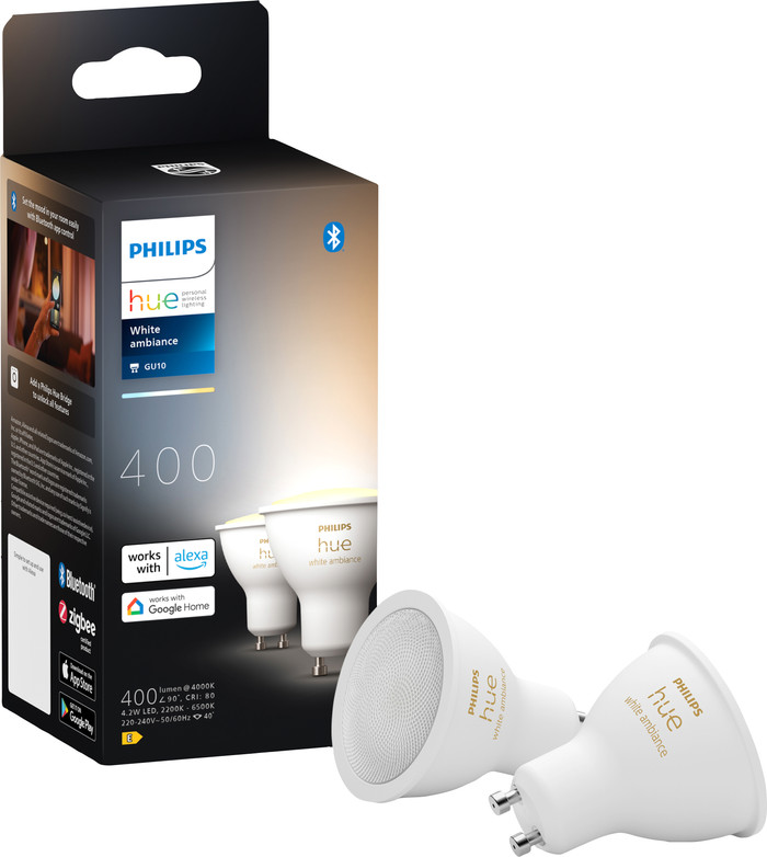 Philips Hue White Ambiance GU10 2-pack front