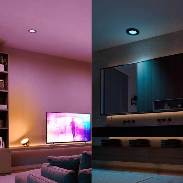 Philips Hue Einbaustrahler Slim - White & Color - 90 mm - Schwarz produkt in gebrauch