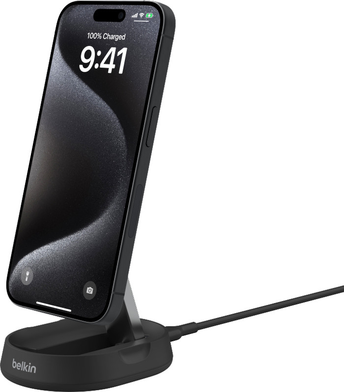 Belkin Boost Charge Pro MagSafe and Qi2 Wireless Charger 15W Black with Stand detail