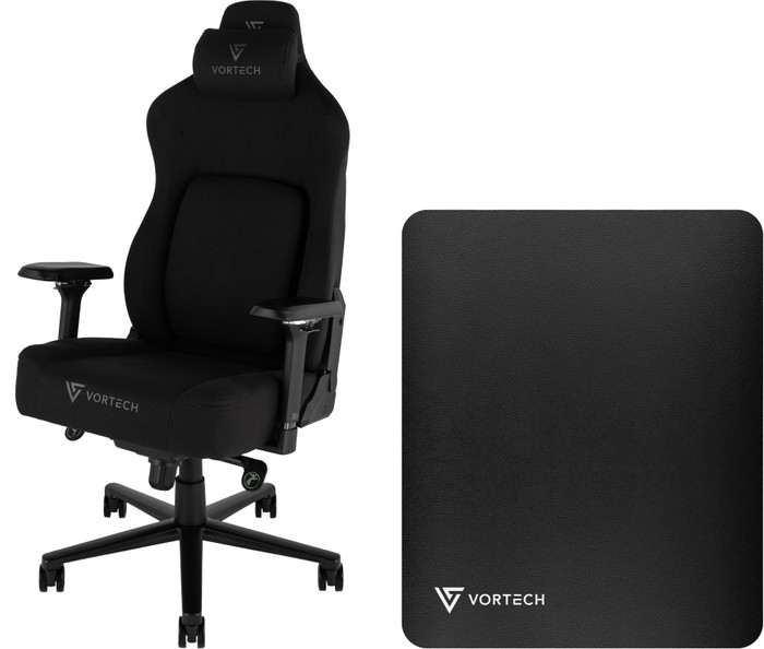 Vortech Prestige Gaming Chair Black + Vortech Floor Mat Black Main Image
