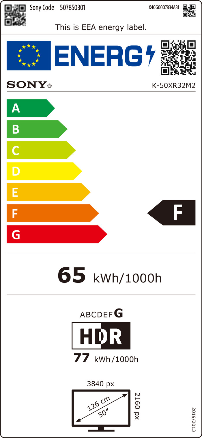 Sony Bravia 3 II LED 50" (2026) DE energielabel